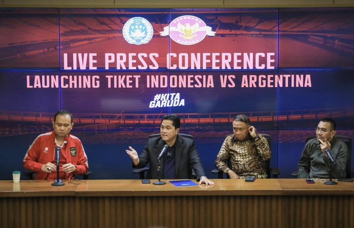 Press conference lauching tiket laga Indonesia vs Argentina.
