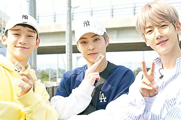 Xiumin, Baekhyun, dan Chen EXO. (Twitter EXO)