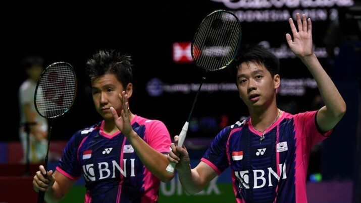 Kevin Sanjaya/Marcus Gideon mundur dari Indonesia Open 2023. (ANTARA FOTO/SIGID KURNIAWAN)