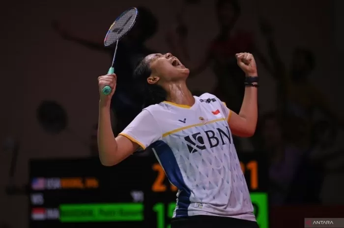 Putri Kusuma Wardani telah memberikan segalanya saat menghadapi tunggal putri Jepang sekaligus peringkat 1 dunia, Akane Yamaguchi, pada babak 16 besar Indonesia Open 2023. (ANTARA)