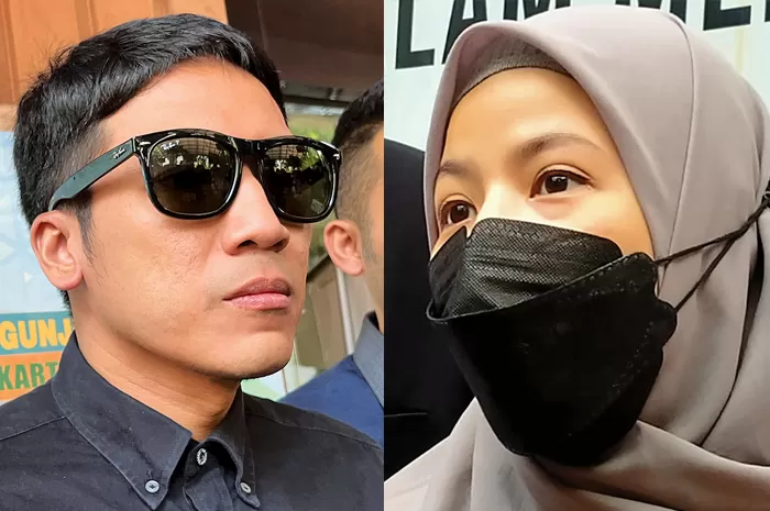 MENJAGA HUBUNGAN BAIK: Desta dan Natasha Rizky menghadiri sidang perdana perceraian mereka di PA Jakarta Selatan, Senin (29/5) (Shafa Nadia/Jawa Pos)