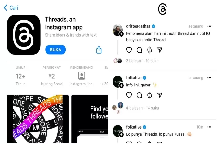 Meta merilis aplikasi anyar berama Threads, yang merupakan bagian dari Instagram untuk menaklukkan Twitter. (instagram)
