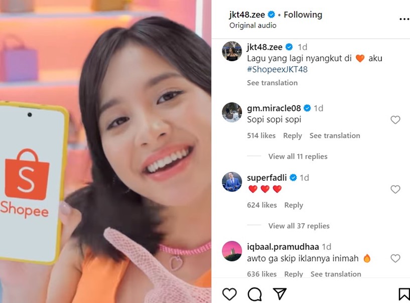 (Sumber: instagram.com/jkt48.zee)