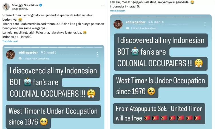 Tentara Israel berusaha menyerang balik netizen Indonesia lewat Instagram. (Akun x @greschinov)