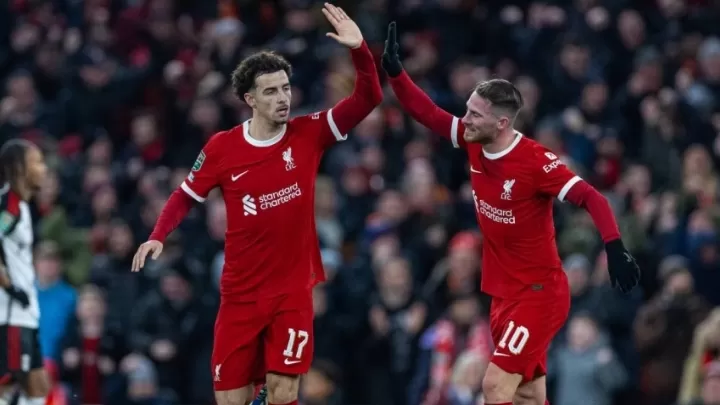 Pemain Liverpool melakukan Selebrasi gol./liverpoolfc.com