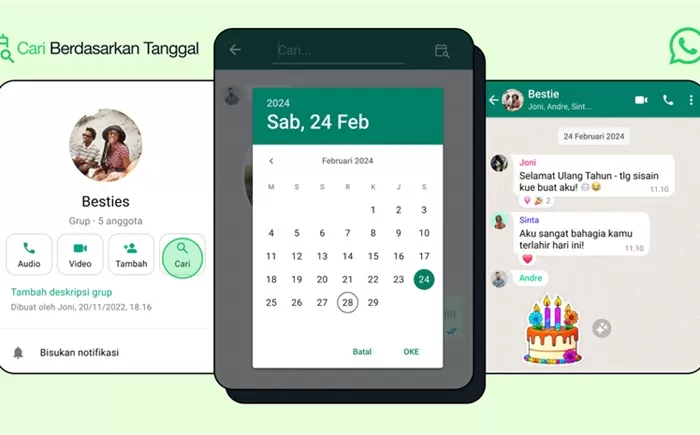 Fitur baru WhatsApp, mencari pesan berdasarkan tanggal. (Istimewa)