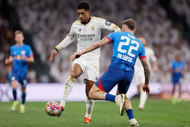 Potret Jude Bellingham dalam pertandingan Real Madrid vs RB Leipzig di babak 16 besar Liga Champions./(Sumber Foto : Media Real Madrid)