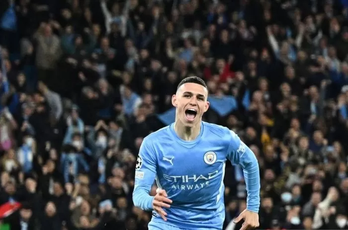 Pemain Manchester City Phil Foden. (Oli Scarff/AFP/Antara)