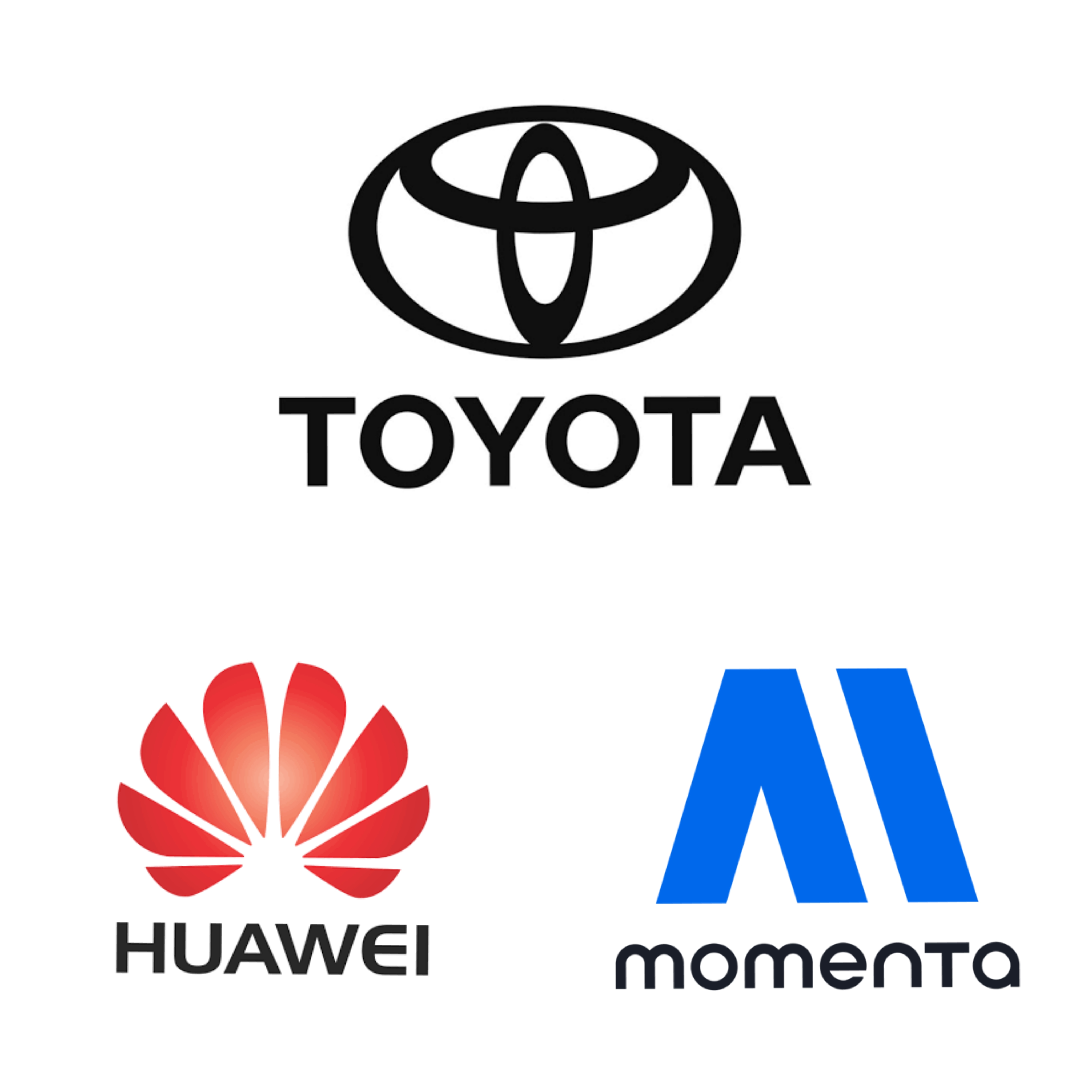 Logo Toyota, Huawei, dan Momenta