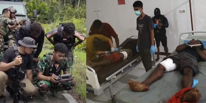 Satgas Operasi Damai Cartenz 2024 (Kiri). Dua anggota KKB yang berhasil dilumpuhkan (Kanan).