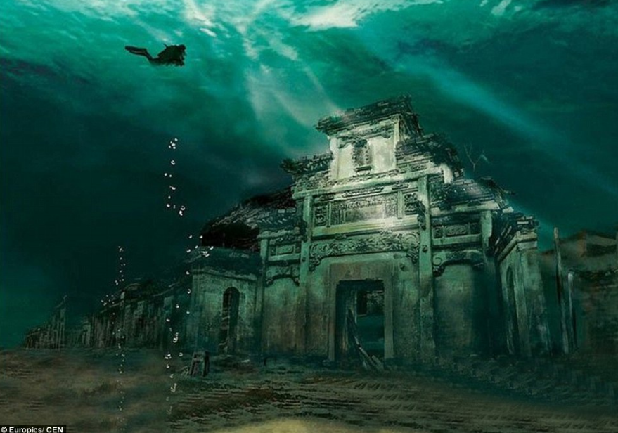 Kota Singa yang tersembunyi di bawah danau Qiandao.