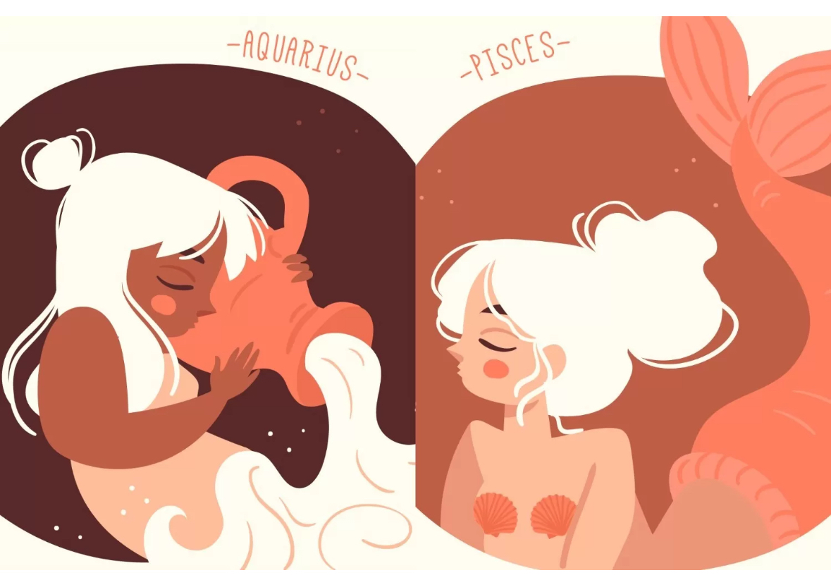 ilustrasi zodiak Aquarius dan Pisces. Sumber foto: Freepik