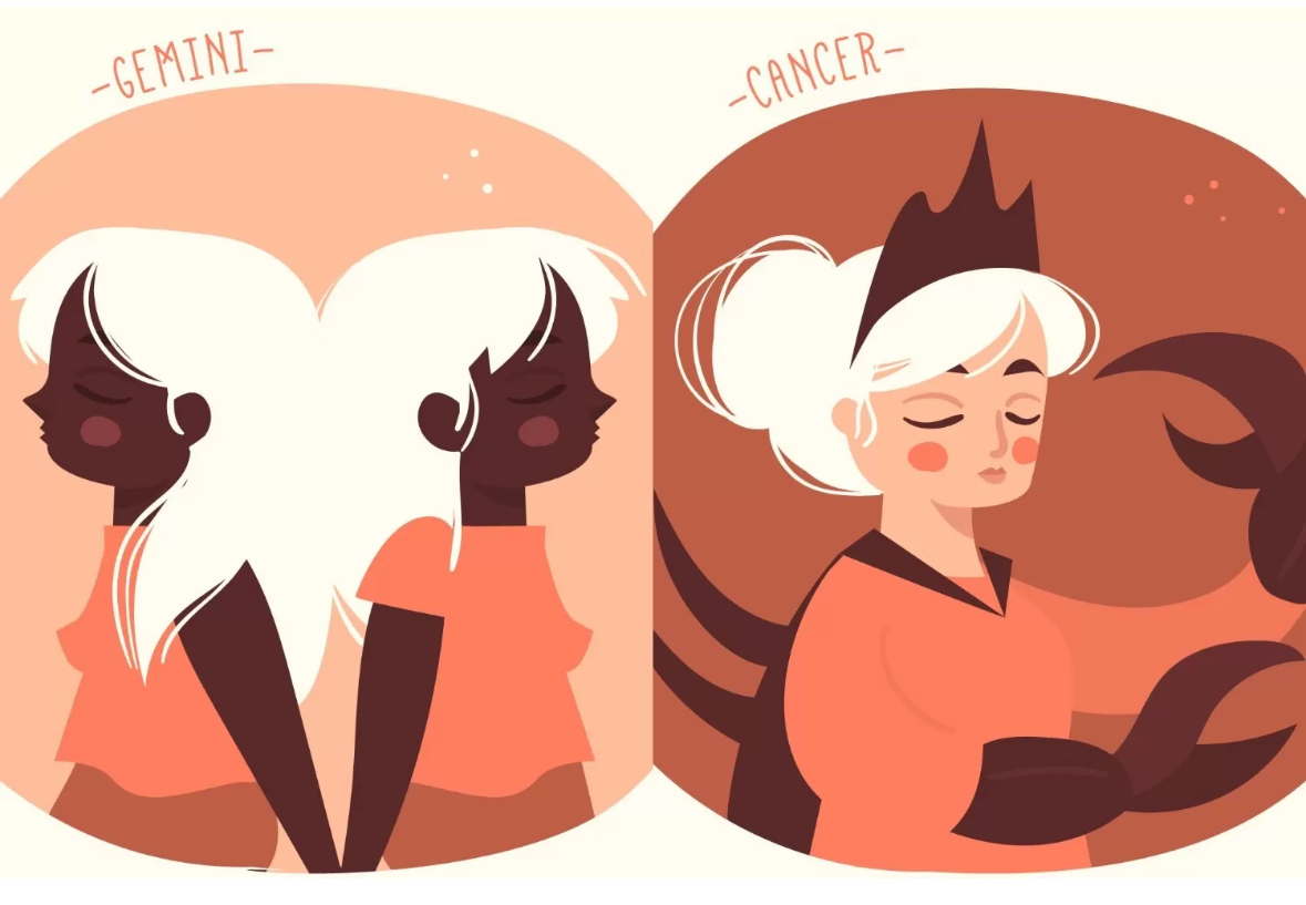 ilustrasi zodiak Gemini dan Cancer. Sumber foto: Freepik