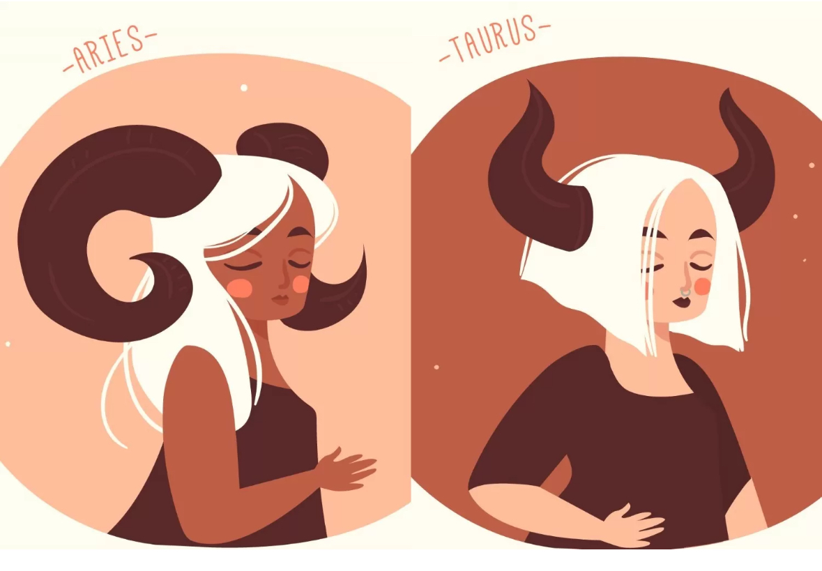 ilustrasi zodiak Aries dan Taurus. Sumber foto: Freepik