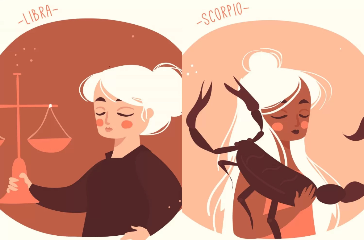 Ilustrasi zodiak Libra dan Scorpio. (Freepik)
