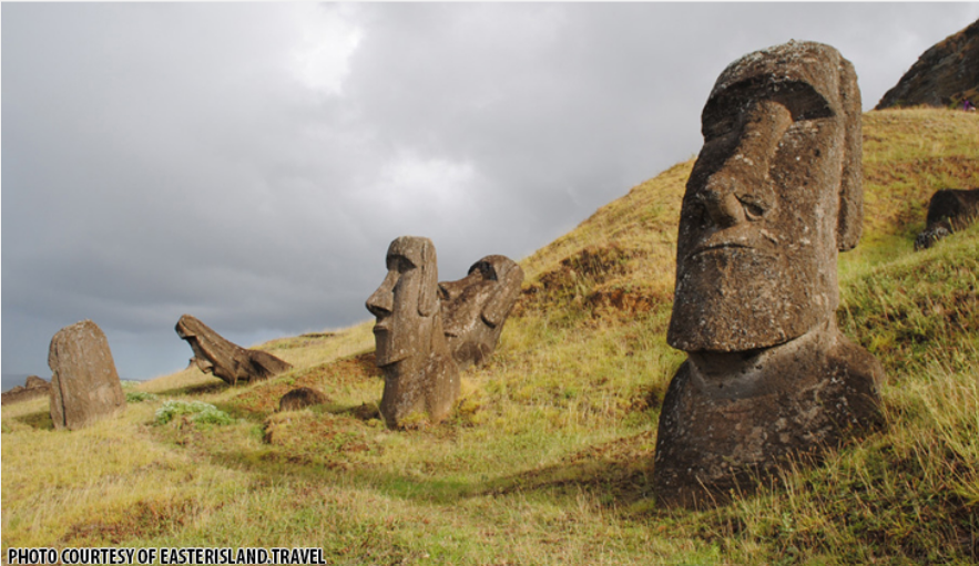 Patung Moai di Rapa Nui.