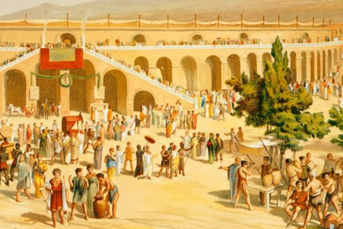 Ilustrasi alun-alun Pompeii.