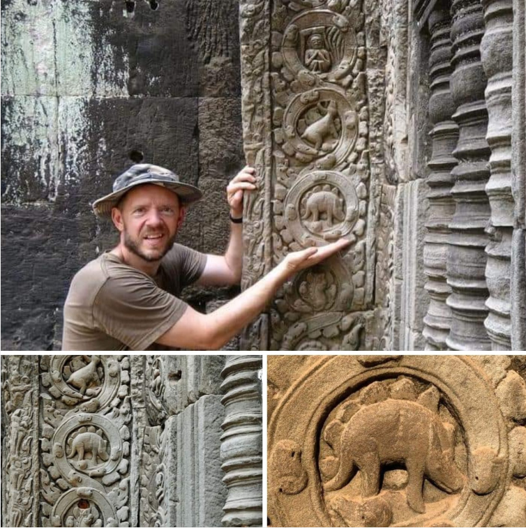 Ukiran "Stegosaurus" di Candi Ta Prohm.