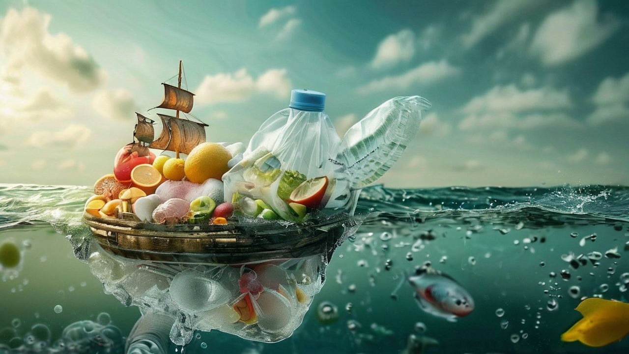 Ilustrasi sampah di laut