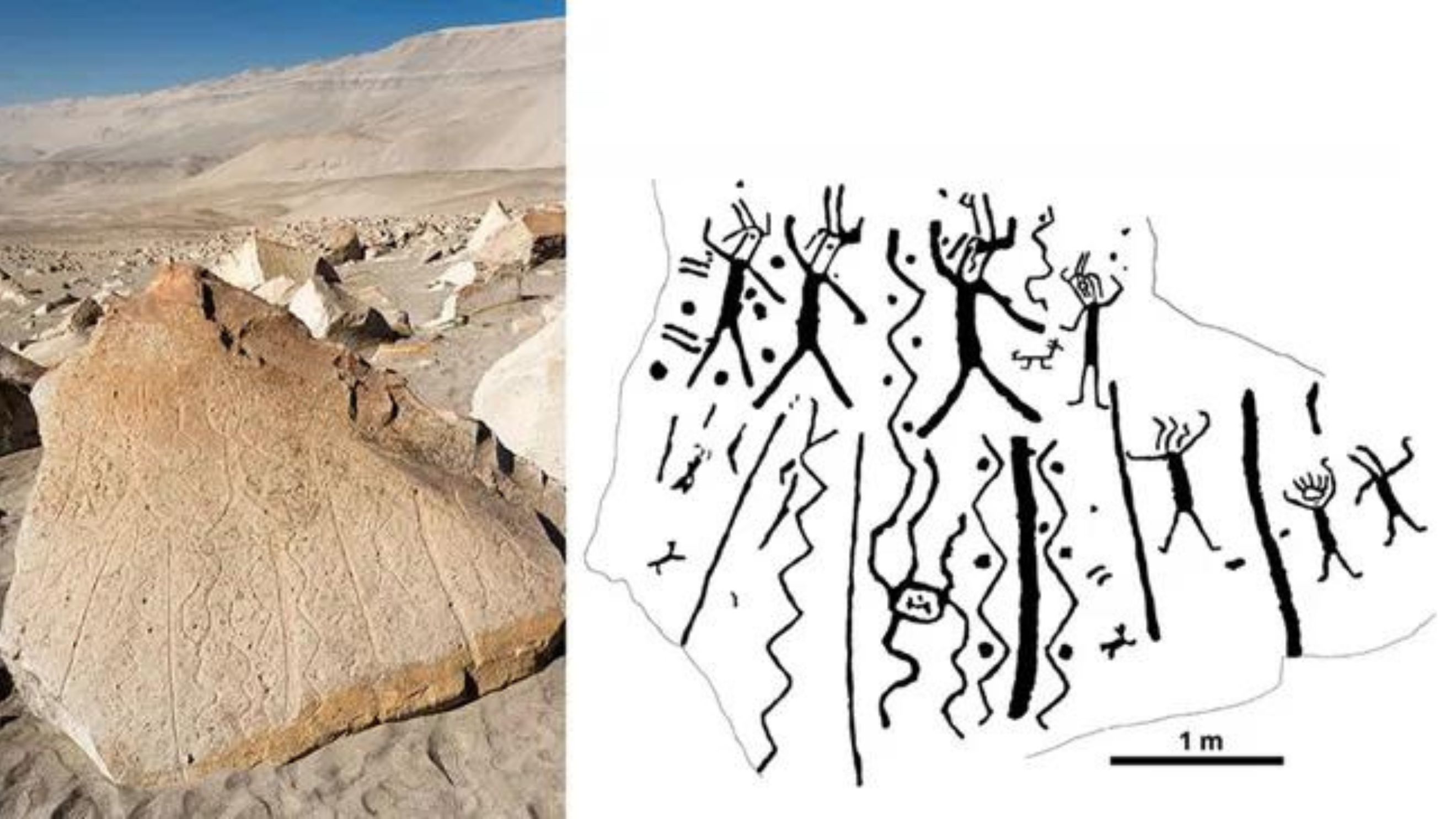 Bentuk pahatan batu yang ditemukan (A. Rozwadowski/Drawing: Polish&ndash;Peruvian research team, (CC-BY 4.0 Deed))