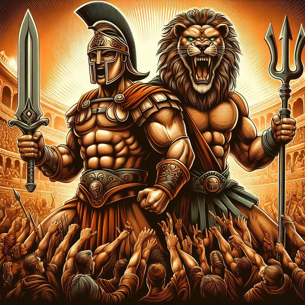 Ilustrasi gladiator roma (AI Generator)