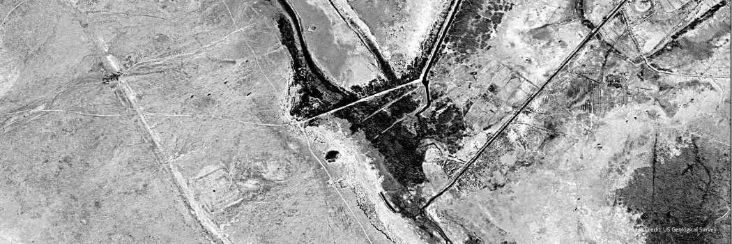 Citra satelit mata-mata al-Qadisiyyah, Irak yang tidak diklasifikasikan, diambil pada tahun 1974.