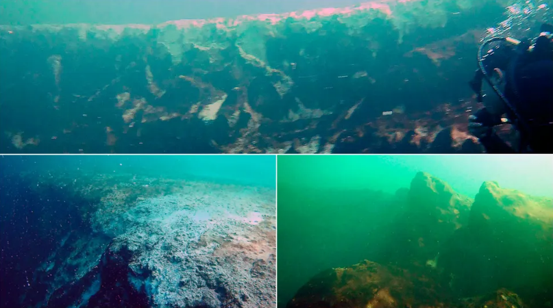 Gambar bawah laut yang menunjukkan lubang biru terdalam kedua di dunia.