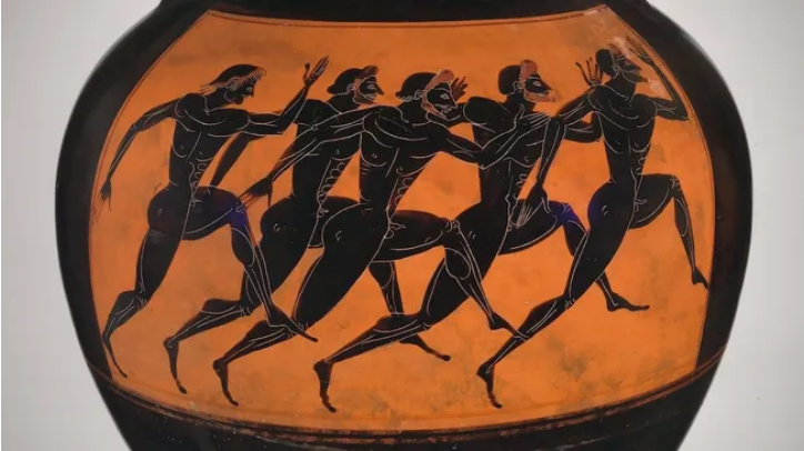 Para atlet yang menang di Panathenaic Games menerima pot terakota sebagai hadiah.