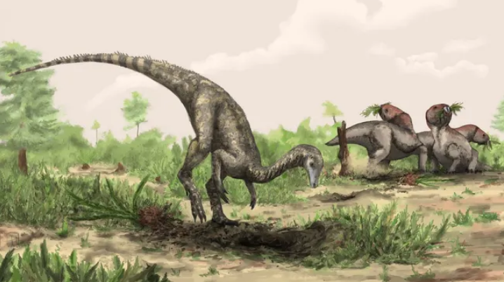 Ilustrasi seniman tentang Nyasasaurus, yang mungkin merupakan dinosaurus paling awal yang diketahui, atau kerabat dekat dinosaurus purba.