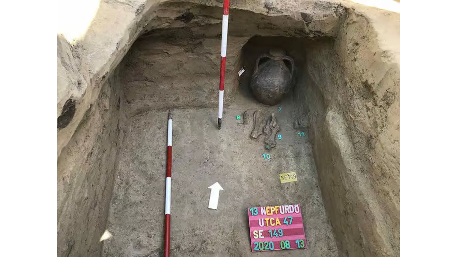 Foto penggalian pemakaman &ldquo;tipe timur&rdquo; zaman Hun dari Budapest, Jalan N&eacute;pf&uuml;rdő (Hongaria) (credit: Bogl&aacute;rka M&eacute;sz&aacute;ros, BHM Aquincum Museum)