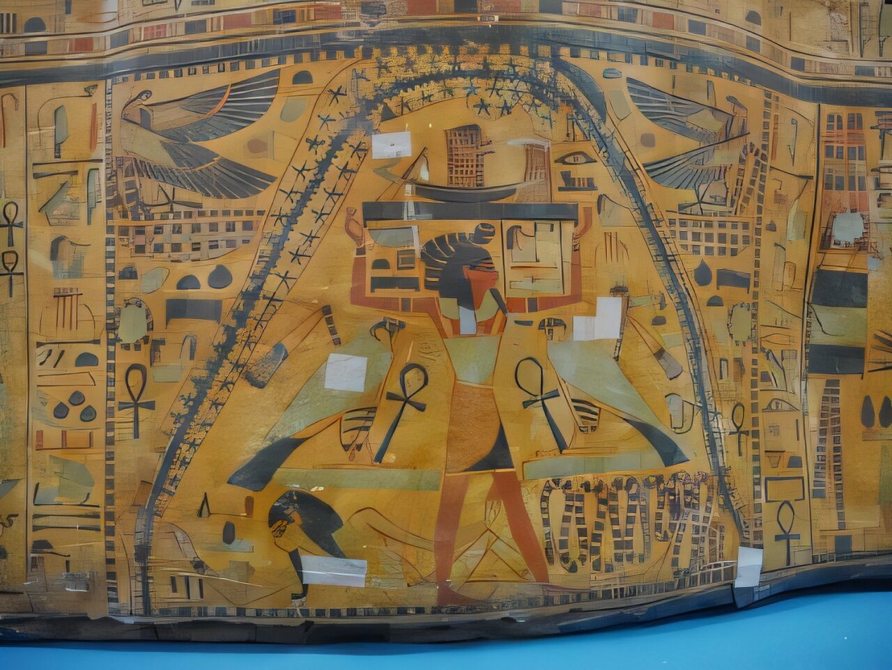 Sketsa kosmologi Nut pada peti mati luar Nesitaudjatakhet dalam koleksi Museum Arkeologi Odessa OAM 52976 (C107).