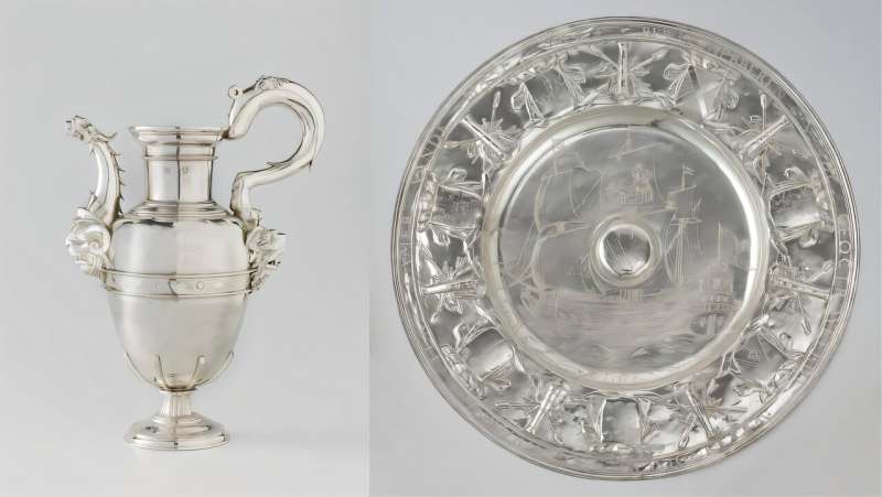 Kiri: Teko Perak, (koleksi Rijksmuseum, inv. NG-NM-583). Kanan: Cekungan Perak, (koleksi: Rijksmuseum, inv. NG-NM-582).