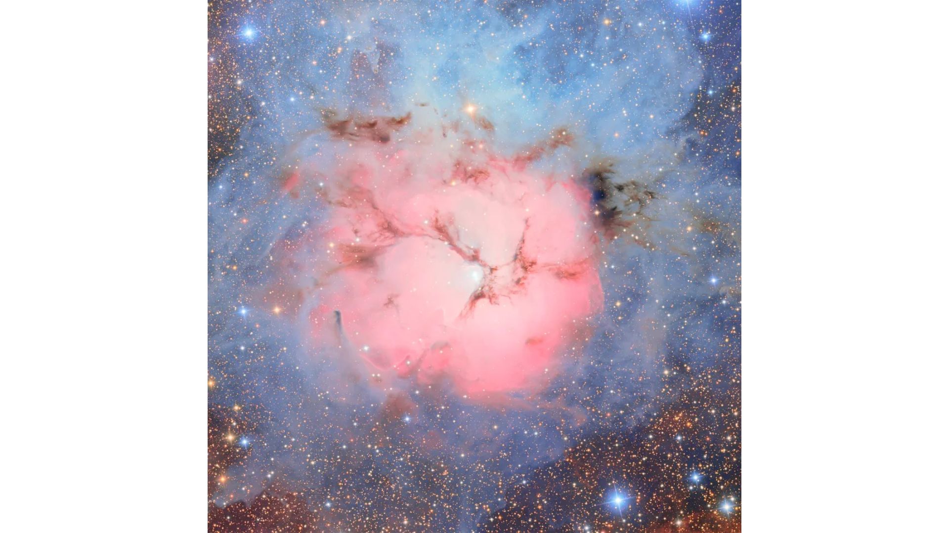 Nebula Trifid, seperti yang terlihat oleh Observatorium Vera C. Rubin yang baru. (credit: RubinObs/NOIRLab/SLAC/NSF/DOE/AURA)