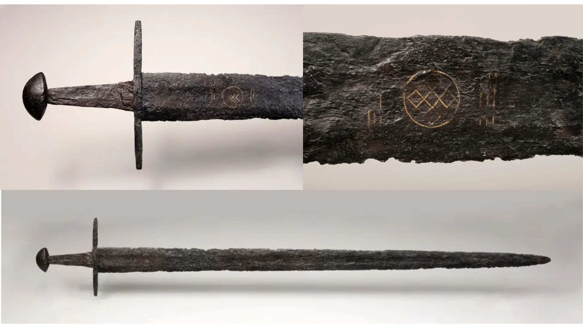 Pedang abad pertengahan yang dipajang di museum Belanda (credit: Ruben de Heer/Rijksmuseum van Oudheden)