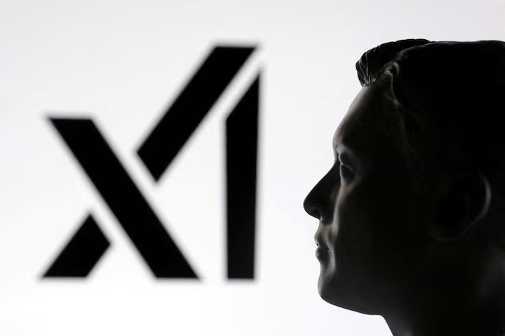 A 3D-printed miniature model of Elon Musk and the xAI logo are seen in this illustration taken January 23, 2025