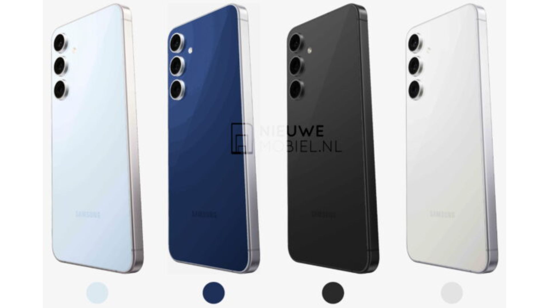 Samsung Galaxy S25 FE dalam warna Icy Blue, Navy, Jet Black, dan White (credit: NieuweMobiel.NL)