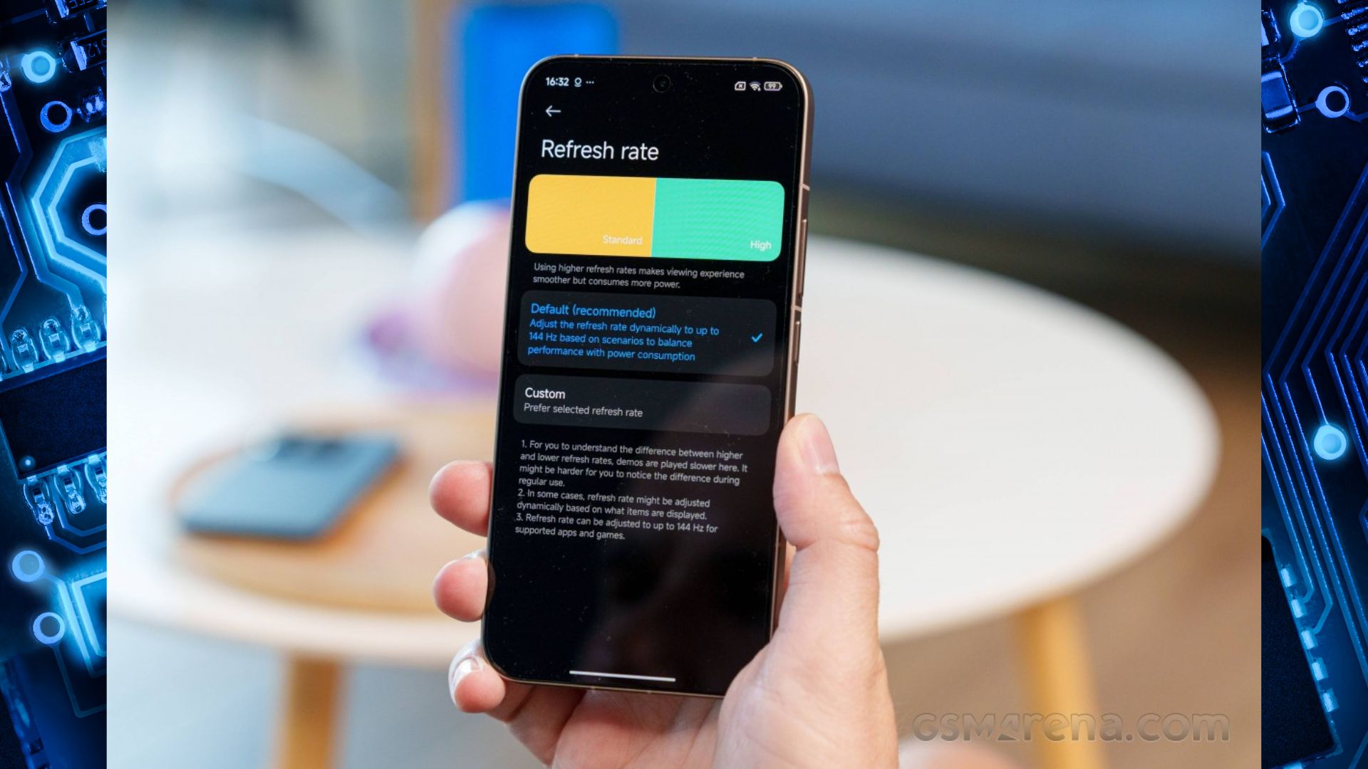 custom refrash rate xiaomi 15T Pro (credit: gsmarena.com)