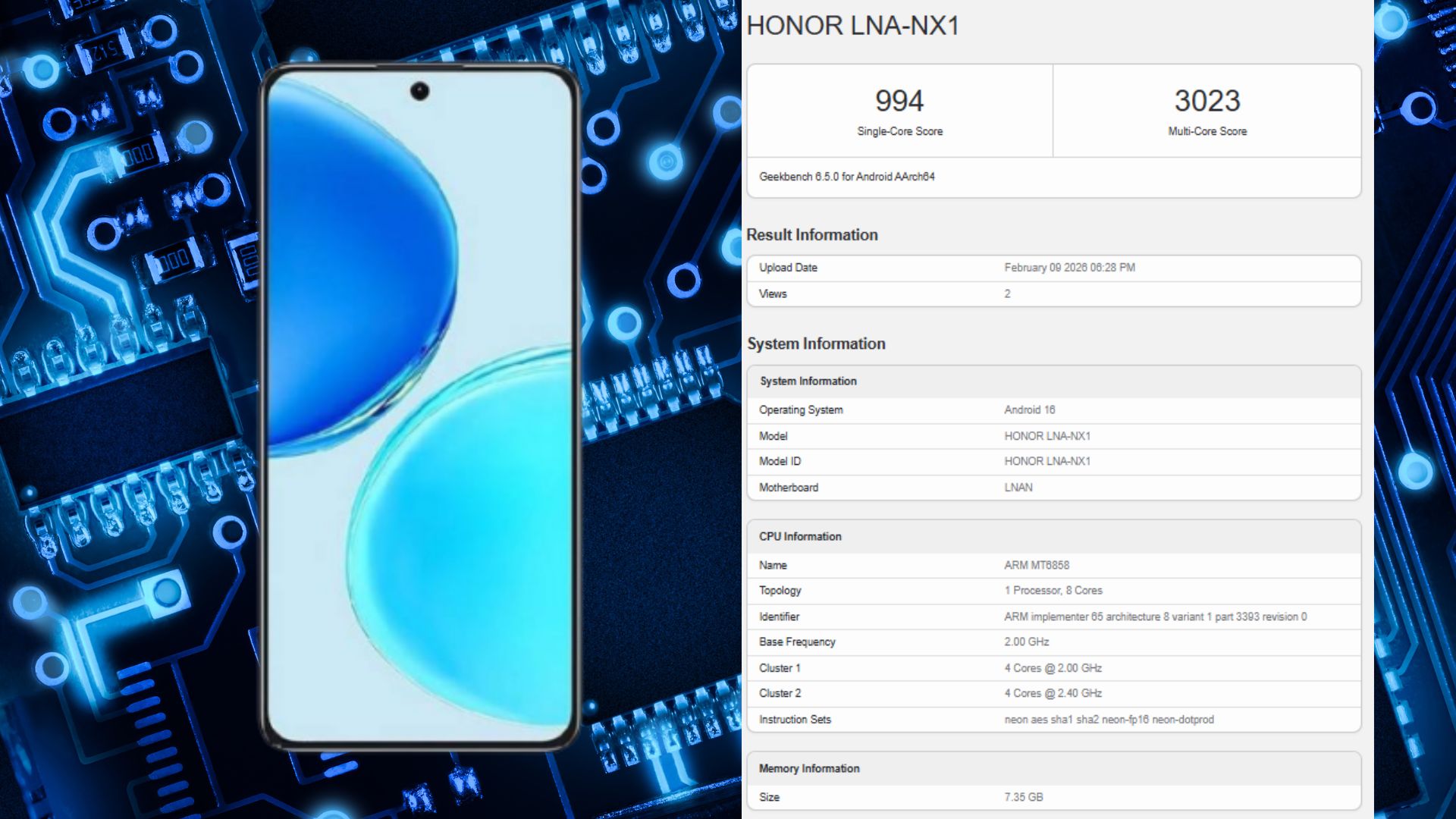 Data Benchmark yang diduga milik Honor 600 Lite (credit: gizmochina.com)