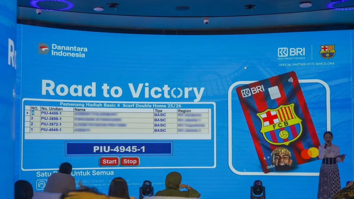 Pengundian Program BRI Debit FC Barcelona di Kantor Pusat BRI, Jakarta (28/4).