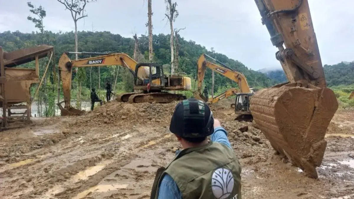 Satgas Gabungan Gerebek Tambang Ilegal di Nabire, Aktivitas Terstruktur Libatkan WNA. (ANTARA/HO-Humas Ditjen Gakkum Kehutanan)