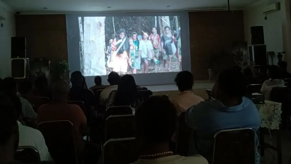 Pemutaran awal (Pre launching) Film "Pesta Babi" di Kota Jayapura pada Jumat (6/3/2026). (Antara/Dokumentasi Pribadi)