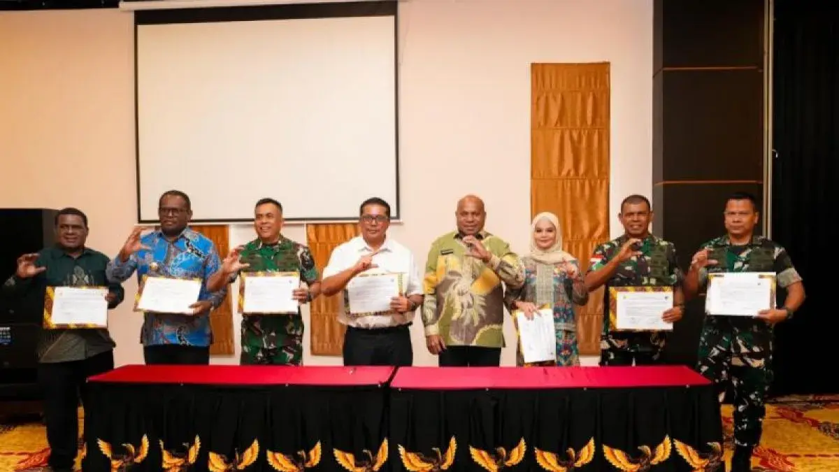 Rapat Koordinasi Penyusunan Rencana Kerja dan Komitmen Pelaksana Konstruksi Program Cetak Sawah Rakyat di Kota Jayapura, Senin (1/6/2026). (Antara)