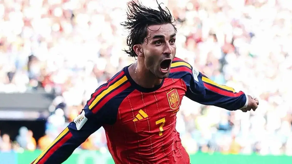 Ferran Torres merayakan gol kemenangan Spanyol ke gawang Argentina pada final Piala Dunia 2026 di MetLife Stadium yang memastikan La Roja meraih gelar dunia kedua sepanjang sejarah. (Instagram/ferran torres)
