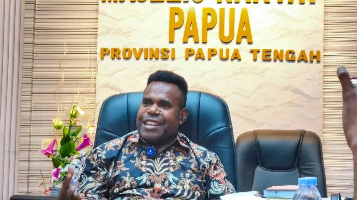 Ketua MRP Papua Tengah Agustinus Anggaibak. (ANTARA/Ali Nur Ichsan)
