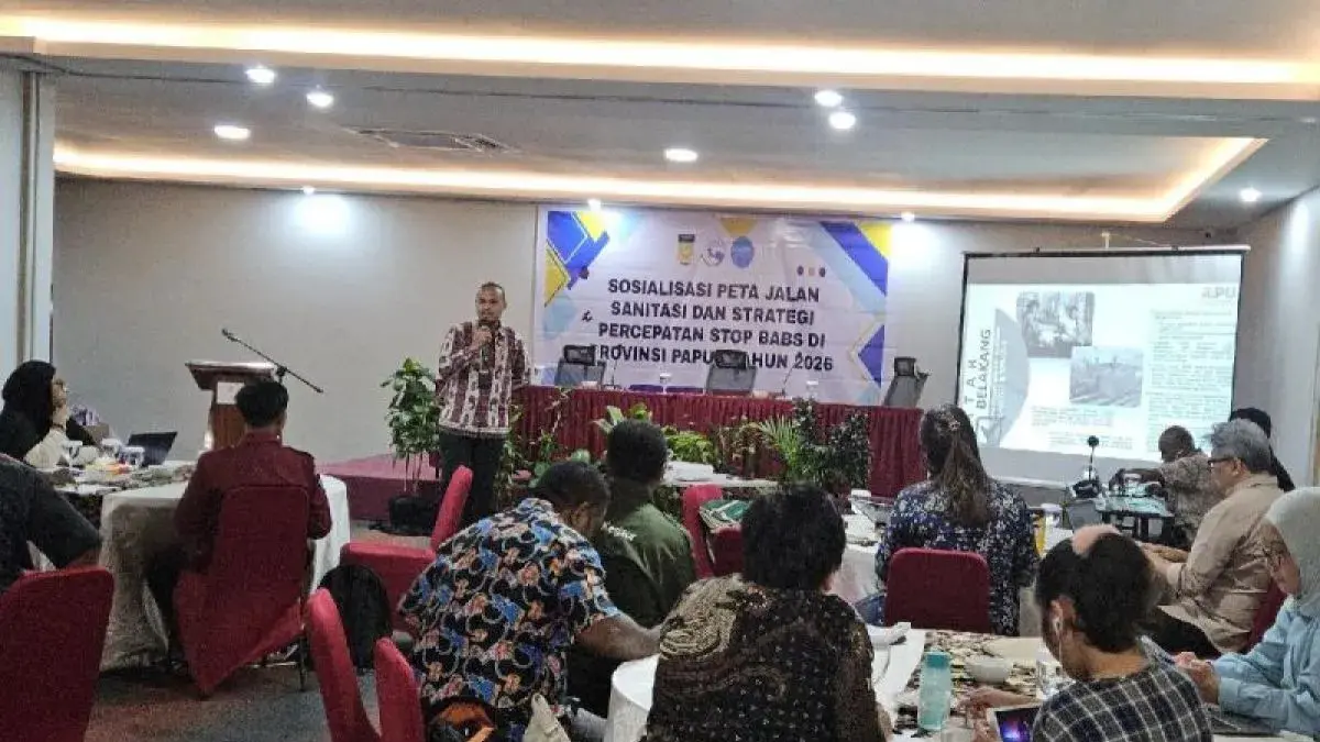 Suasana pembahasan peta jalan sanitasi dan strategi dapat mempercepat Stop BABS pada Provinsi Papua bertempat di Kota Jayapura, Papua, Jumat (4/9). (ANTARA/Qadri Pratiwi)
