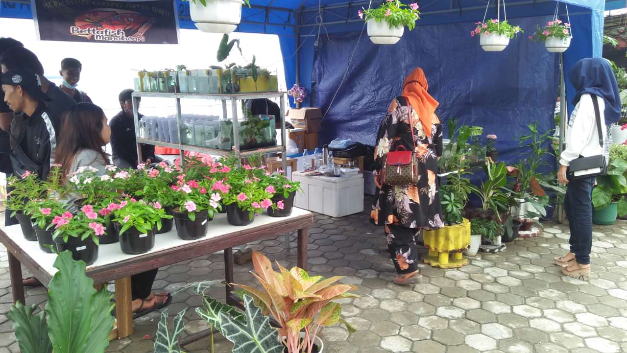 ANTUSIAS: Animo masyarakat saat mengunjungi pameran tanaman hias di Rendani, Kamis (26/11/2020). (Jazzy Worotikan/Radar Papua)