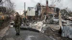 Puing-puing akibat ledakan di ibukota Ukraina Kyiv. (Istimewa)