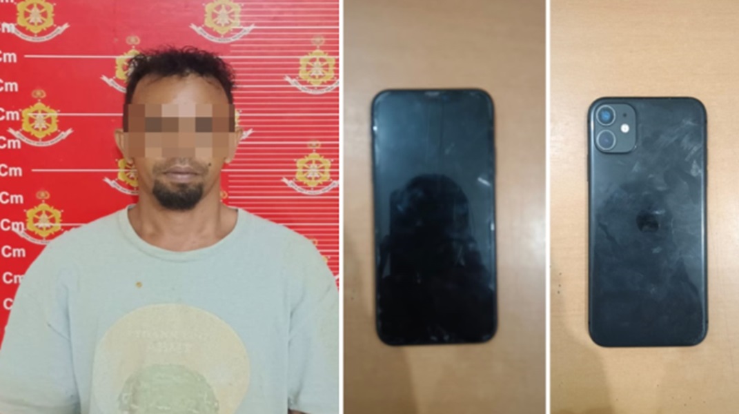 DIAMANKAN: Pelaku pencurian handphone berhasil dibekuk personel Satreskrim Polres Nunukan.