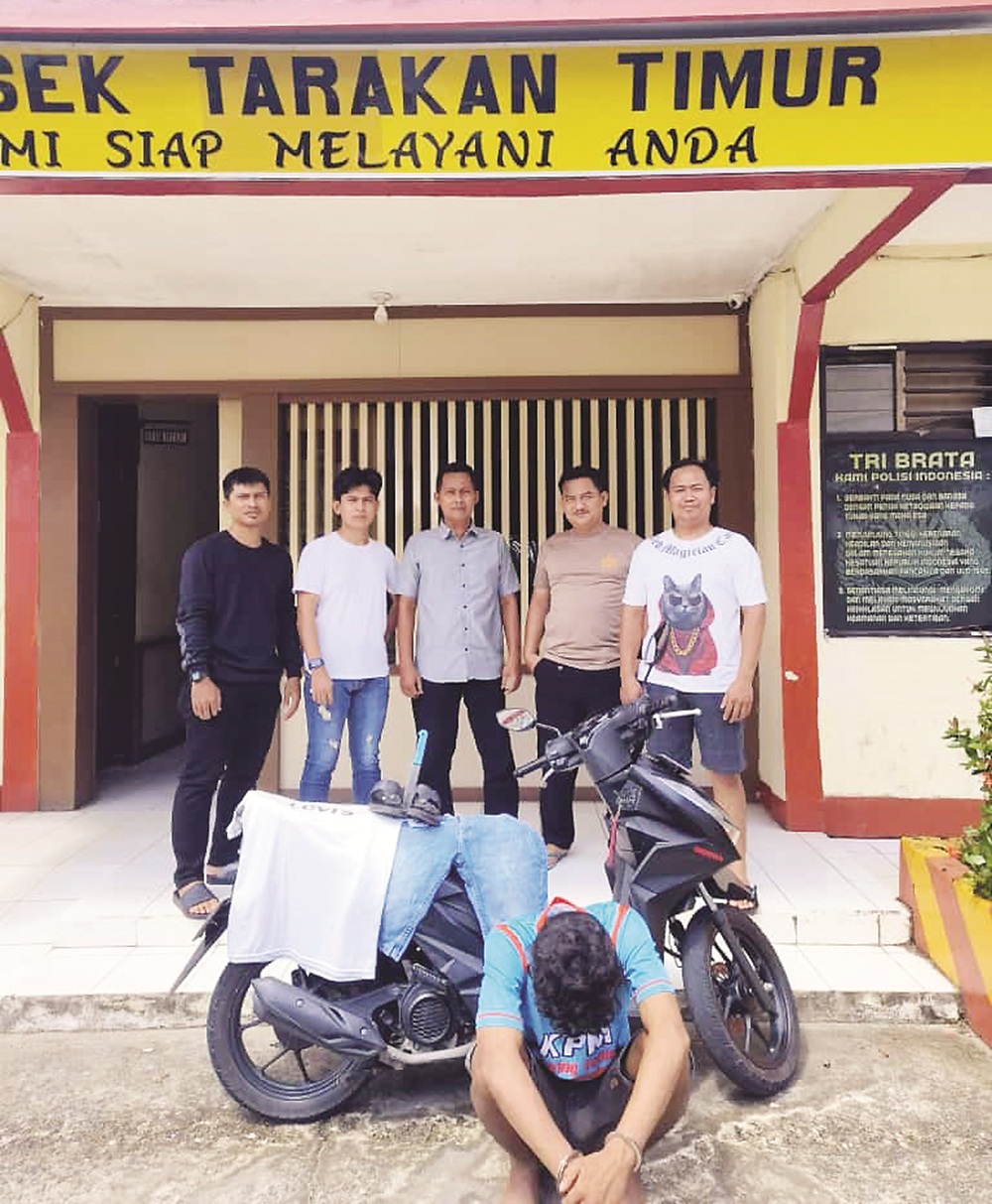 DIAMANKAN: Pelaku MN yang diamankan usai aksi pencurian yang ia lakukan viral di media sosial. FOTO: DOK POLSEK TARAKAN TIMUR