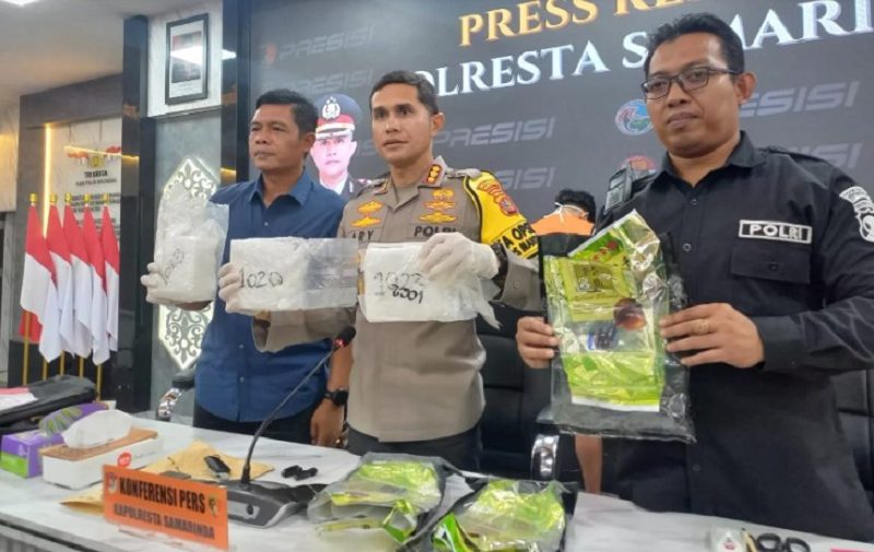 EKO/KP TERUNGKAP: Sabu-sabu seberat 3 kilogram berhasil dijegal Polresta Samarinda setelah mengamankan dua tersangka.